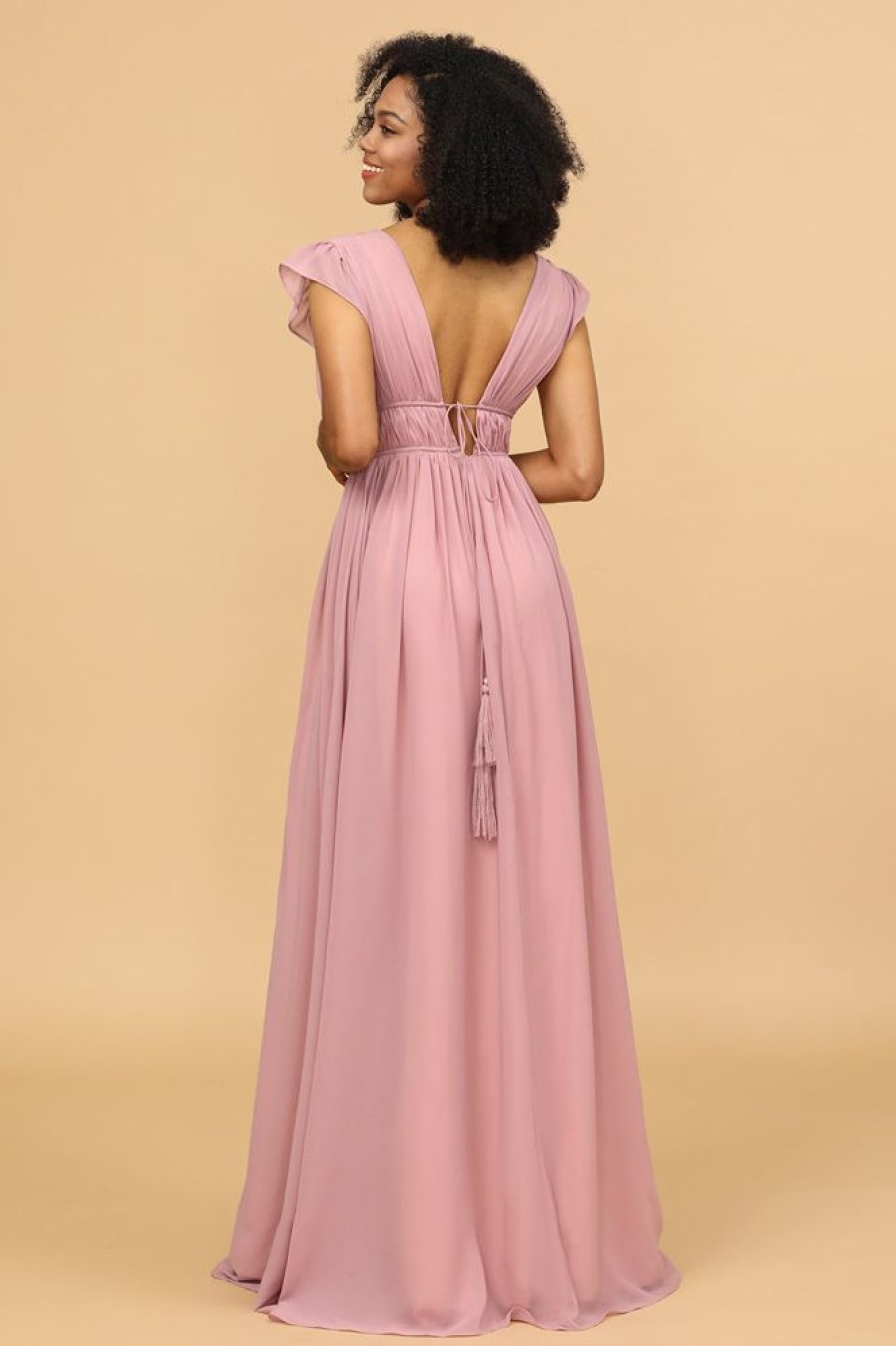 Homrain V-Neck Long Chiffon Bridesmaid Dress | Bridesmaid Dress Under 100