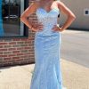 Homrain Sweetheart Lace-Up Long Mermaid Prom Dress With Appliques | Blue Prom Dresses