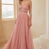 Homrain A Line Spaghetti Straps Bridesmaid Dress With Ruffles | Wedding Guest Dresses