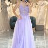 Homrain A Line Long Prom Dress With Appliques | Purple Prom Dresses