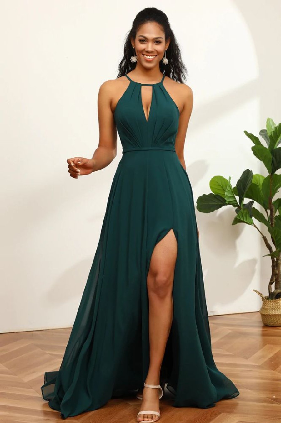 Homrain Pine Halter Sleeveless Bridesmaid Dress | Boho Bridesmaid Dresses