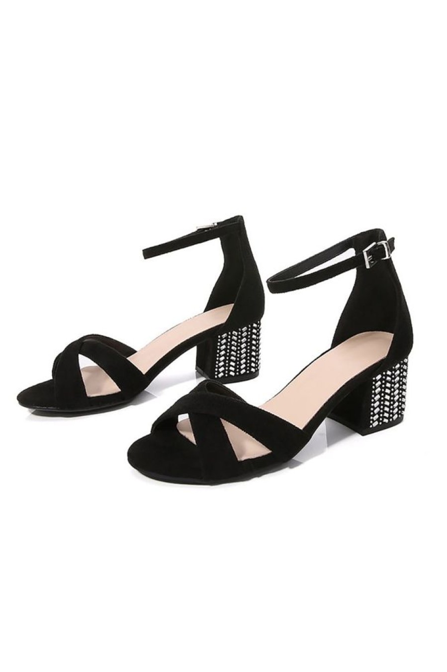 Homrain Cross Ankle Strappy Chunky Heel Sandal | Shoes