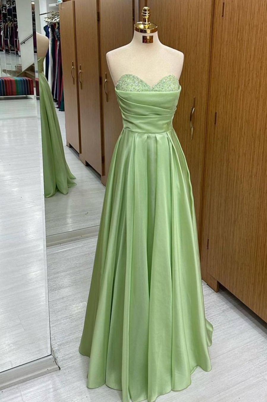 Homrain Sweetheart Long Sequined Prom Dress | Green Prom Dresses