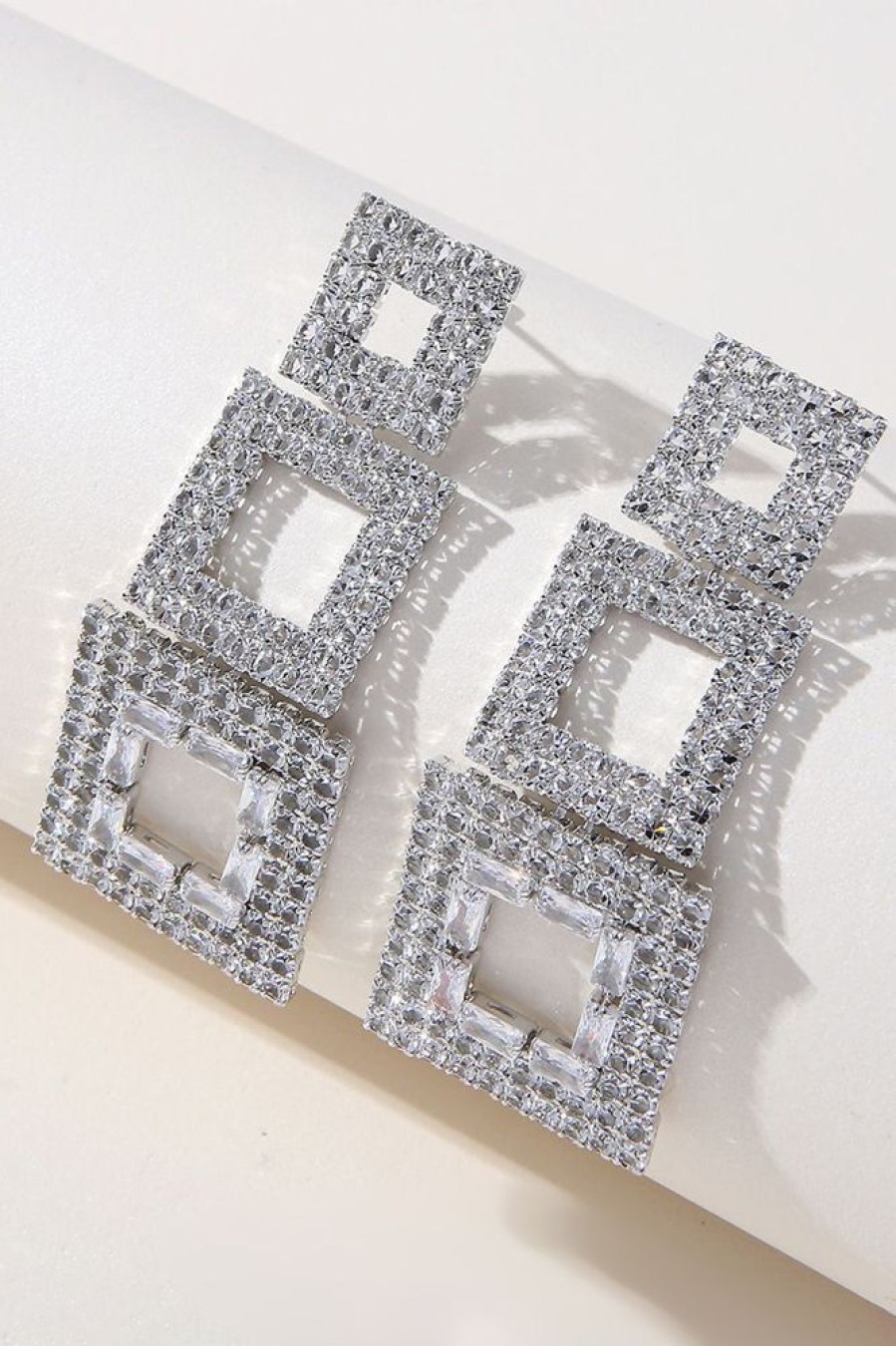 Homrain Rhinestones Geometric Patchwork Square Earrings | Earrings