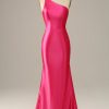 Homrain One Shoulder Mermaid Prom Dress | Hot Pink Prom Dresses