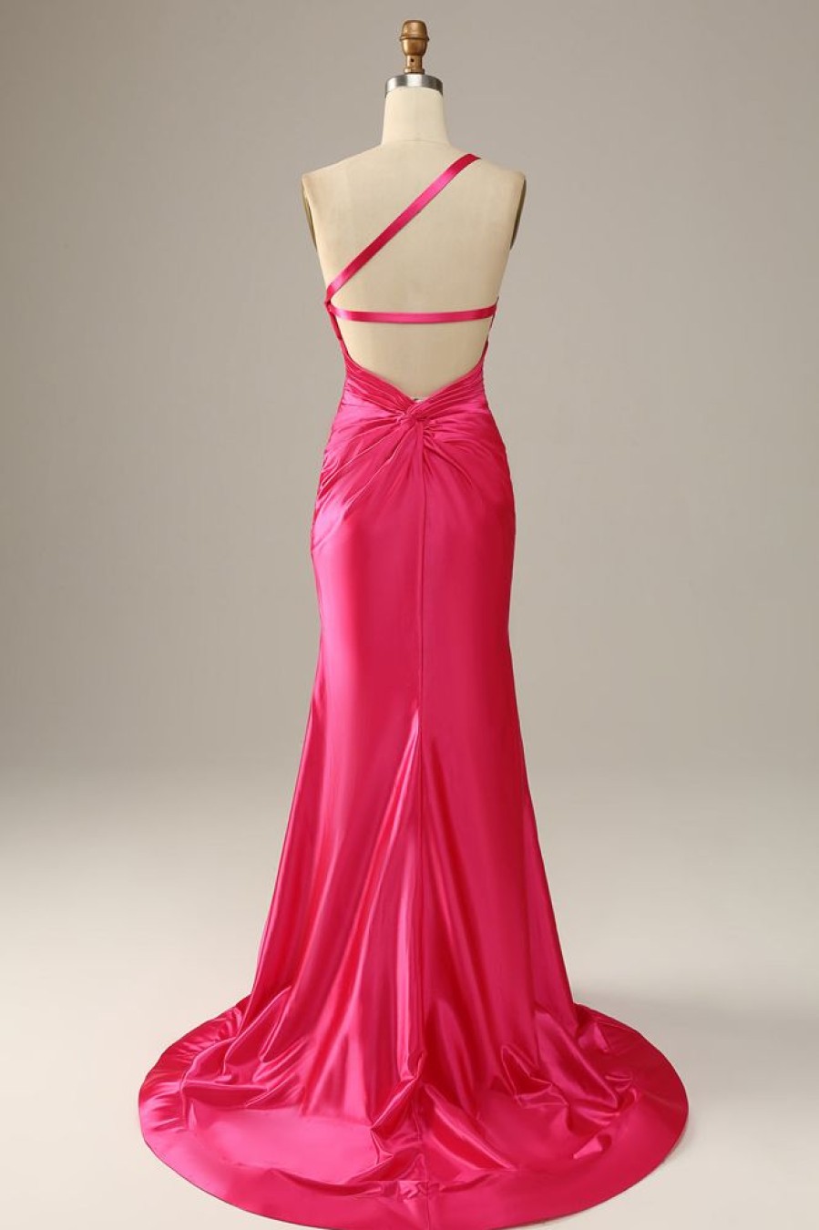 Homrain One Shoulder Mermaid Prom Dress | Hot Pink Prom Dresses