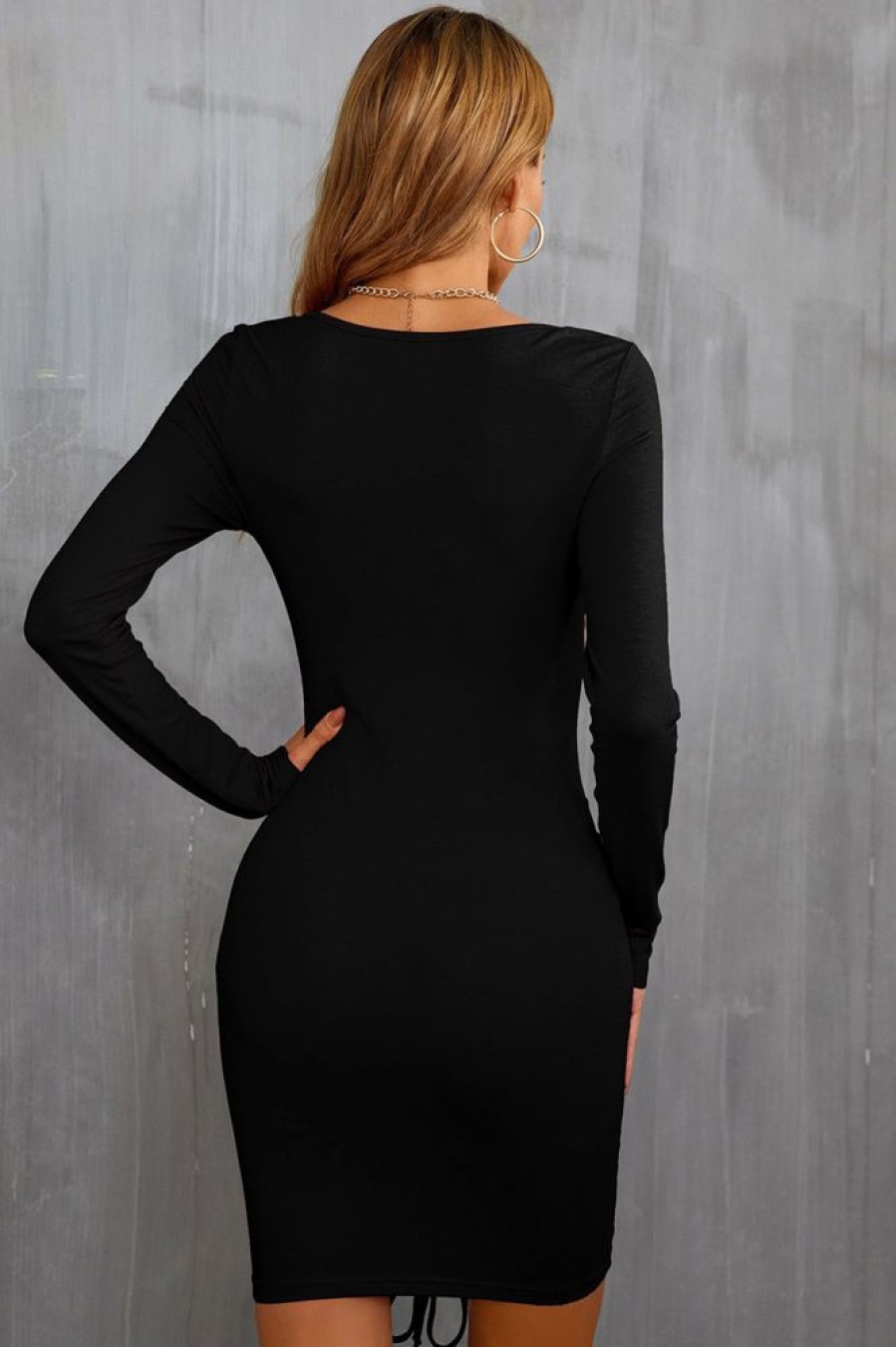 Homrain Long Sleeves Bodycon Little Dress | Black Hoco Dresses