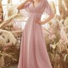 Homrain Blush Batwing Sleeves Chiffon Bridesmaid Dress | Bridesmaid Dress Under 100