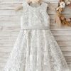 Homrain Grey Lace Flower Girl Dress With Bow | Flower Girl Dresses