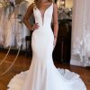 Homrain Simple Mermaid Backless Boho Wedding Dress | Mermaid Wedding Dresses