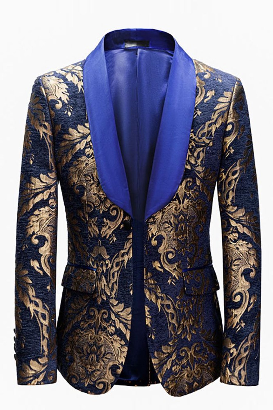 Homrain Royal Blue Men'S Blazer With Jacquard | Homecoming Suits