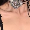 Homrain Sparkling Rhinestones Camellia Collar | Necklace