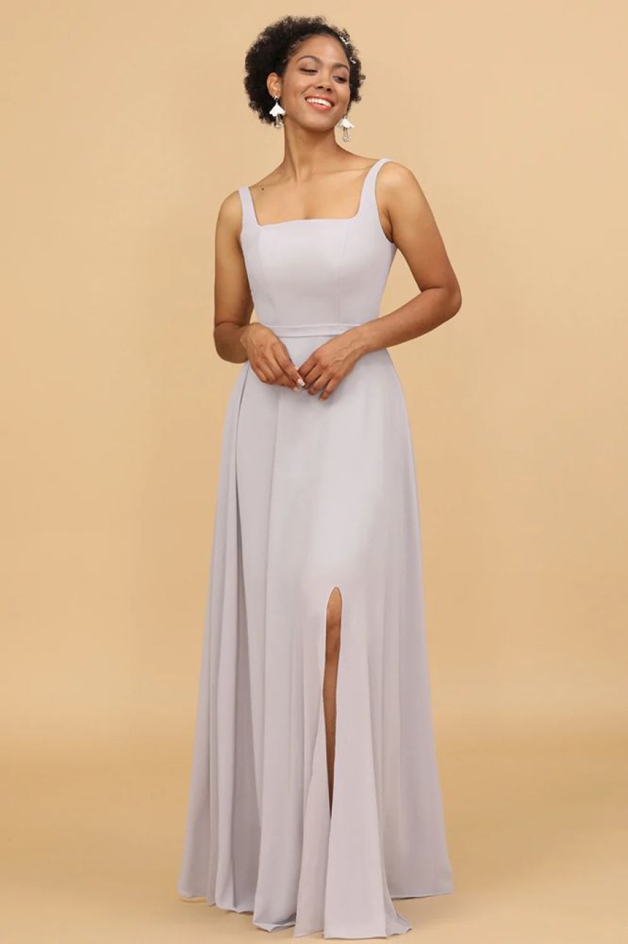 Homrain Square Neck Chiffon Bridesmaid Dress | Bridesmaid Dresses 2024