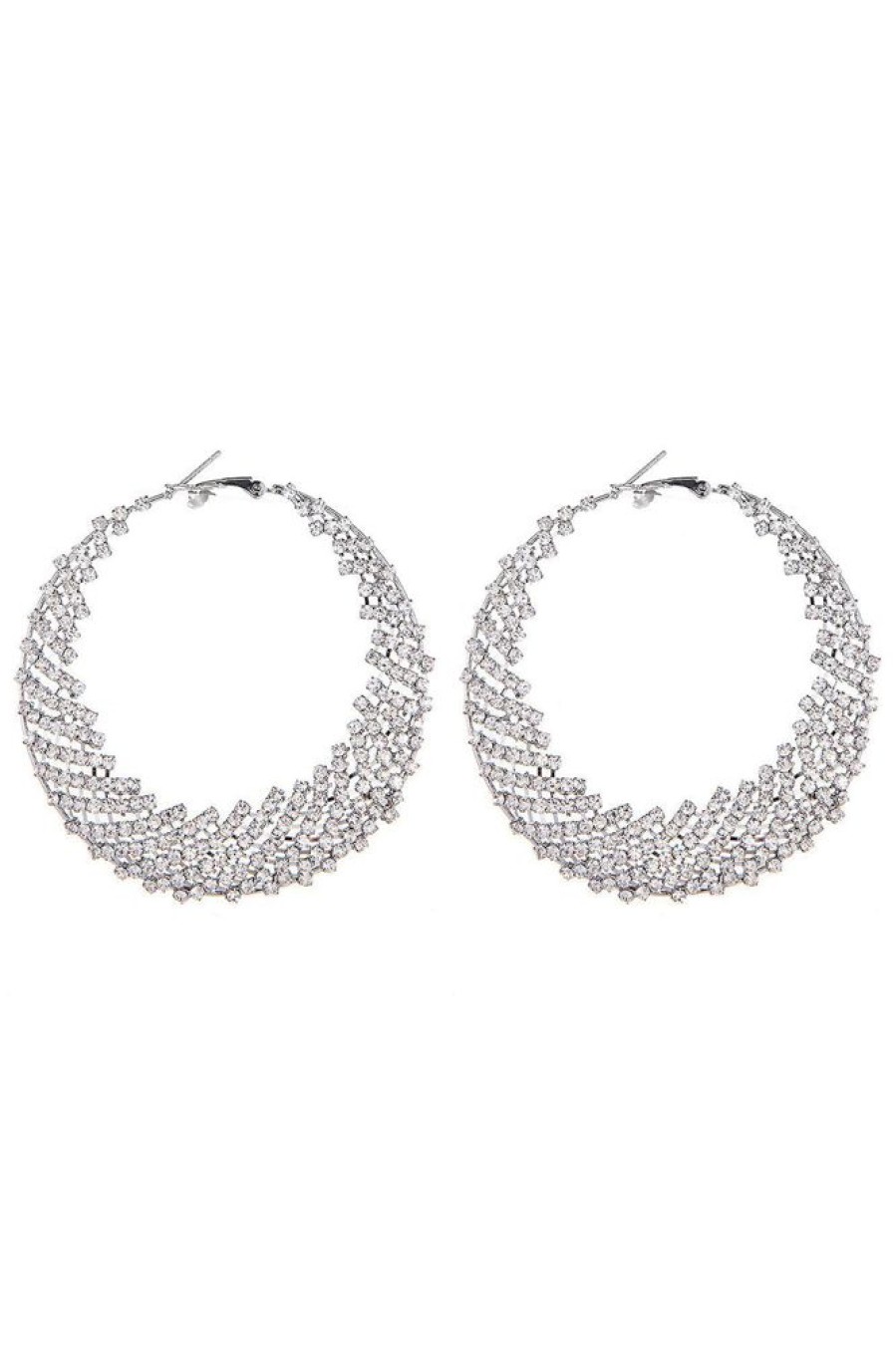 Homrain Cut Out Rhinestones Round Geometric Earrings | Earrings