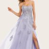 Homrain Tulle Long Prom Dress With Lace | Purple Prom Dresses