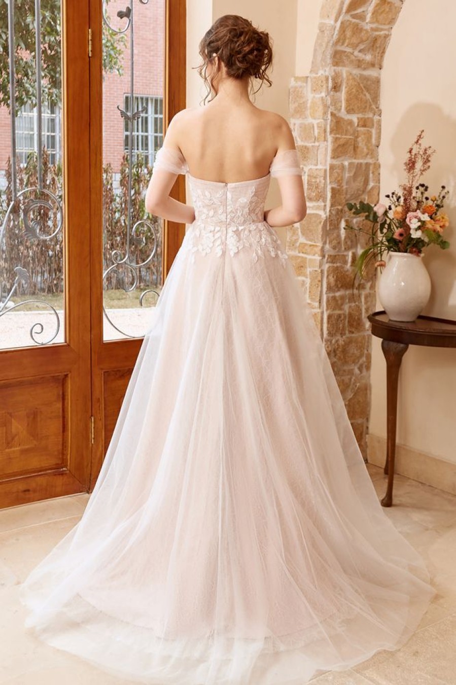 Homrain Elegant A Line Halter Long Wedding Dress With Appliques | Lace Wedding Dresses