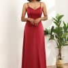 Homrain Satin Lace-Up Back Bridesmaid Dress | Boho Bridesmaid Dresses