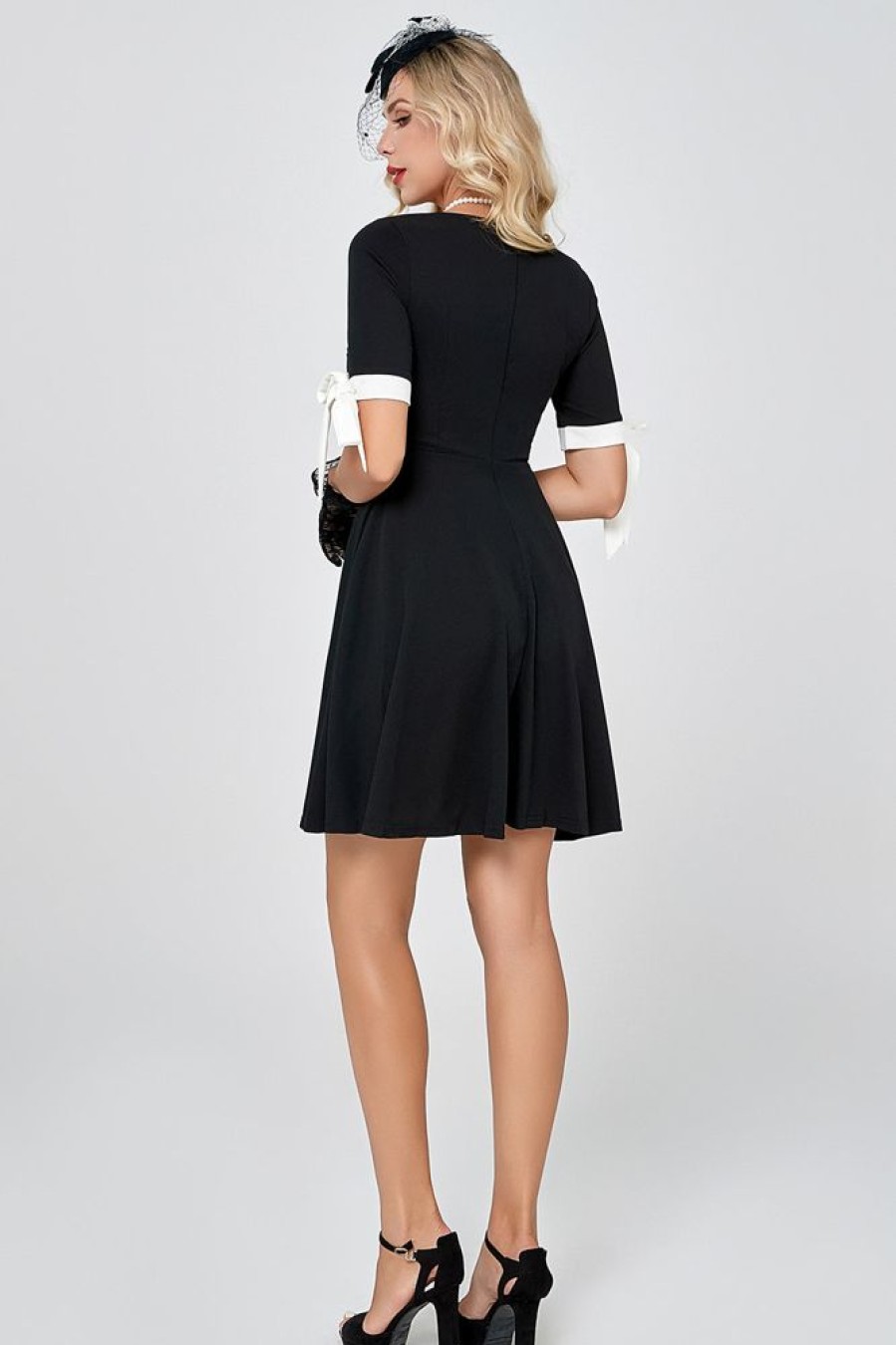 Homrain Vintage Short Sleeves Little Dress | Black Hoco Dresses