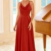 Homrain Red Spaghetti Straps Long Bridesmaid Dress | Boho Bridesmaid Dresses