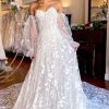 Homrain Sweetheart Corset Detachale Long Sleeves Long Lace Wedding Dress | Lace Wedding Dresses