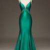 Homrain Mermaid Spaghetti Straps Long Prom Dress | Green Prom Dresses