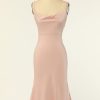 Homrain Sheath Spaghetti Straps Bridesmaid Dress | Dusty Rose Bridesmaid Dress