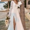 Homrain Lace Chiffon Trumpet Sleeve Boho Wedding Dress | Beach Wedding Dresses