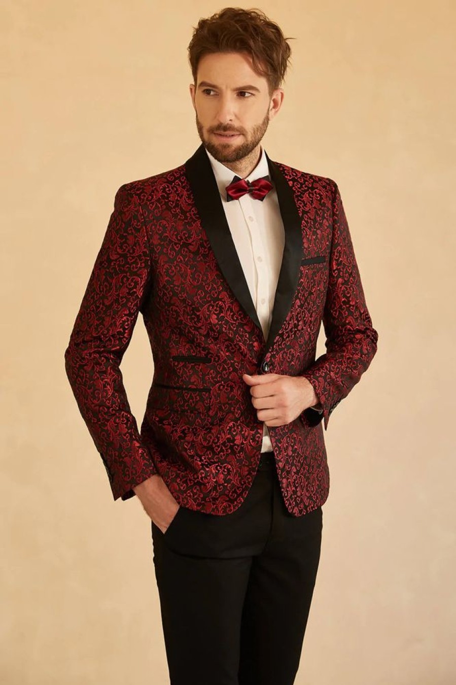 Homrain Shawl Lapel Jacquard One Button Men'S Prom Blazer | Men Blazers