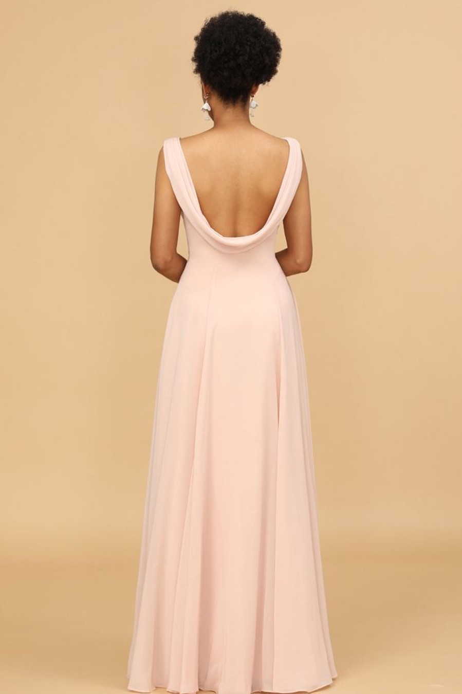 Homrain A Line V Neck Chiffon Long Bridesmaid Dress | Bridesmaid Dress Under 100