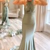 Homrain Convertible Satin Mermaid Prom Bridesmaid Dress | Green Prom Dresses