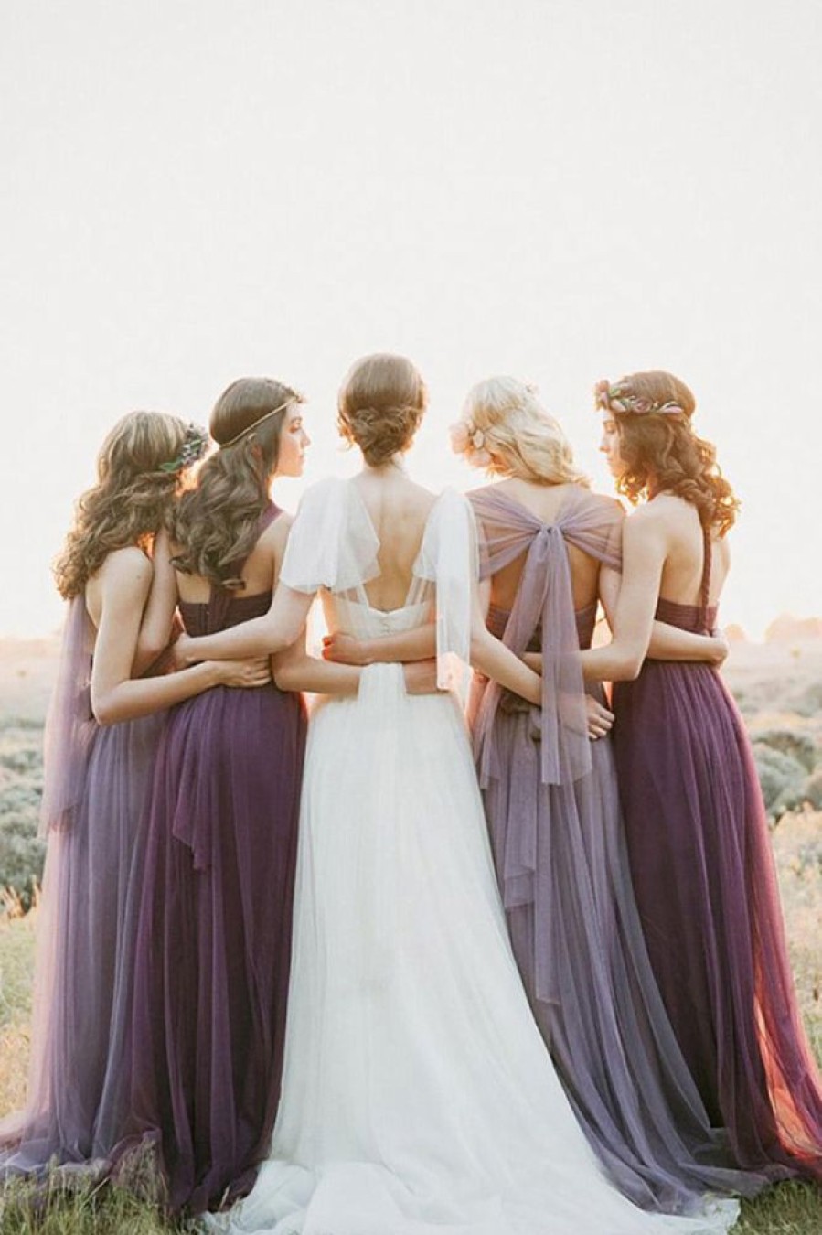 Homrain A-Line Covertible Pleated Tulle Long Bridesmaid Dress | Boho Bridesmaid Dresses