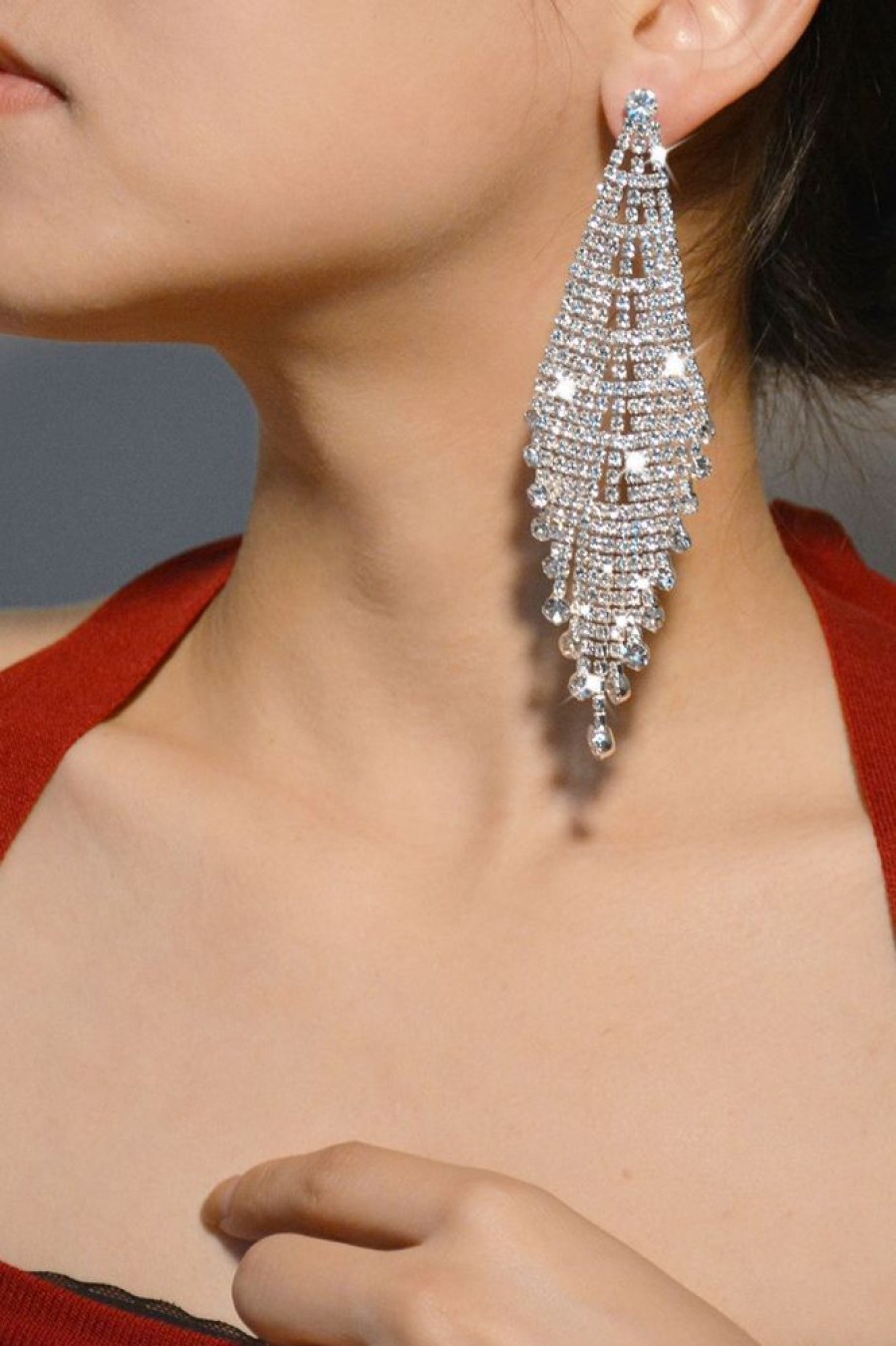 Homrain Shiny Long Rhinestones Earrings | Earrings