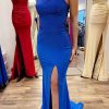 Homrain Spaghetti Straps Mermaid Prom Dress With Slit | Blue Prom Dresses