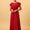 Homrain Chiffon Bridesmaid Dress With Ruffles Sleeves | Boho Bridesmaid Dresses