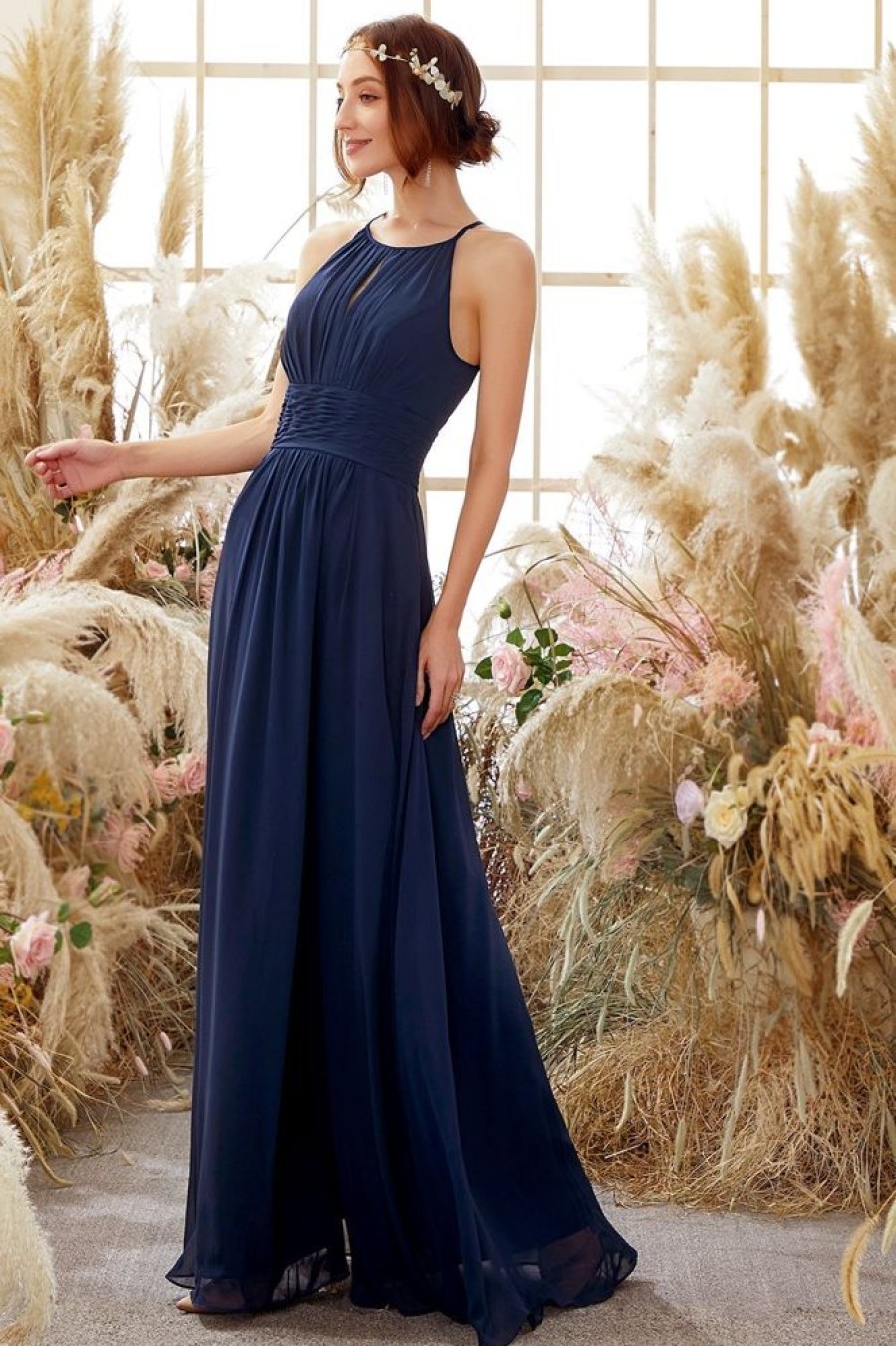 Homrain Halter Chiffon Bridesmaid Dress | Wedding Guest Dresses