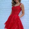 Homrain Sparkly Sequins A-Line Short Homecoming Dress With Pockets | Red Hoco Dresses