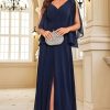 Homrain Elegant Chiffon Long Prom Dress With Slit | Wedding Guest Dresses