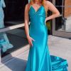 Homrain Blue Mermaid Lace-Up Back Long Prom Dress | Blue Prom Dresses