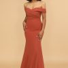 Homrain Terrocotta Mermaid Long Chiffon Bridesmaid Dress | Burnt Orange Bridesmaid Dress