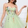 Homrain A Line Spaghetti Straps Short Homecoming Dress With Appliques | Green Hoco Dresses