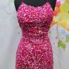 Homrain Sparkly Sequined Spaghetti Straps Tight Short Homecoming Dress | Hot Pink Hoco Dresses