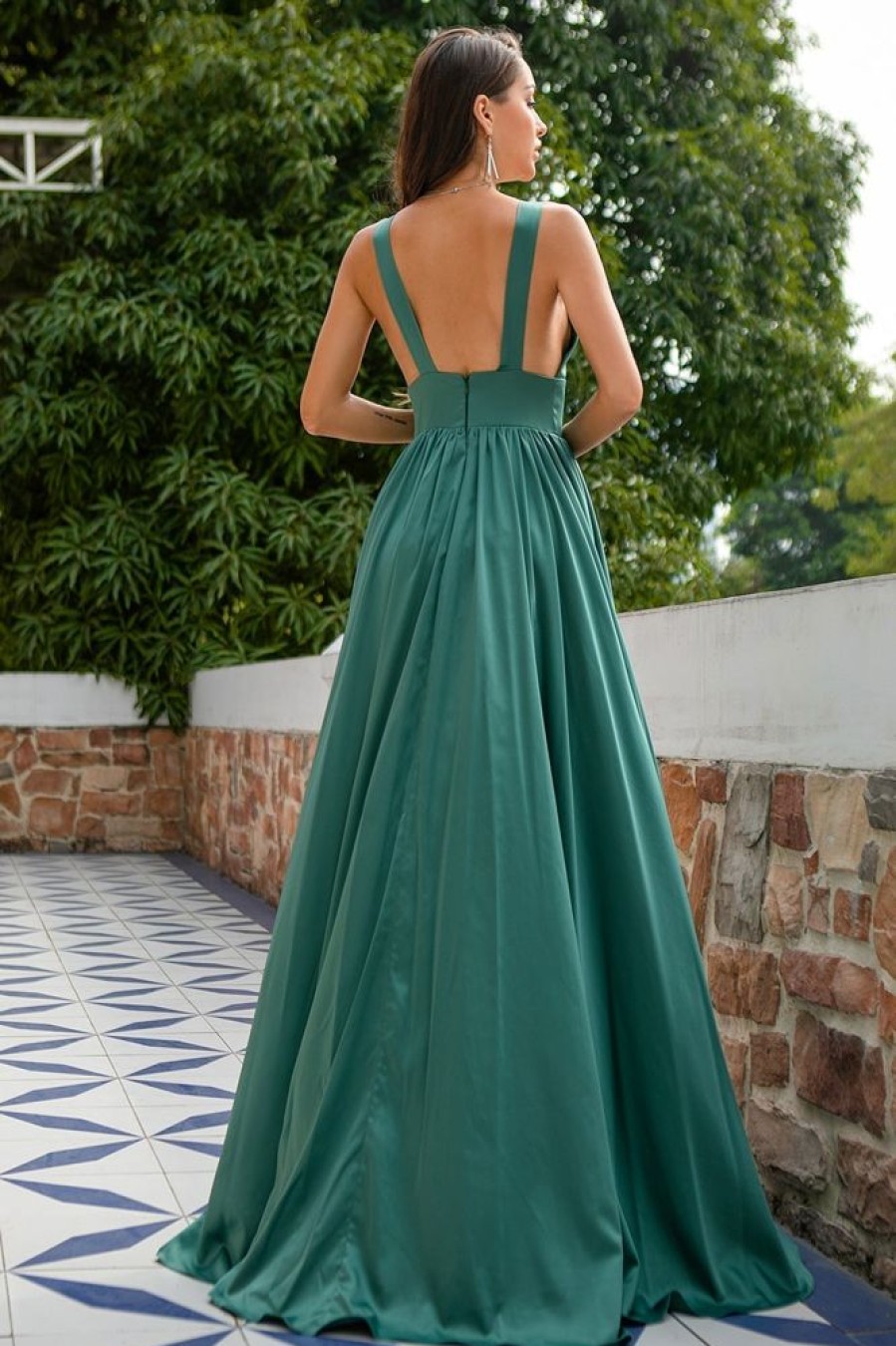 Homrain Deep V Neck Long Bridesmaid Dress | Bridesmaid Dress Under 100