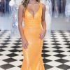 Homrain Sparkly Orange Mermaid Lace-Up Back Long Sequins Prom Dress | Orange Prom Dresses