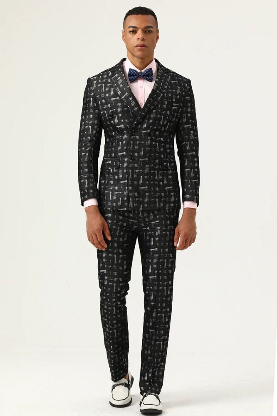 Homrain Plaid Double Breasted 2 Piece Men'S Suits | Men'S Suits & Tuxedos