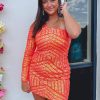 Homrain Sparkly Sequins One Shoulder One Sleeve Tight Homecoming Dress | Orange Hoco Dresses