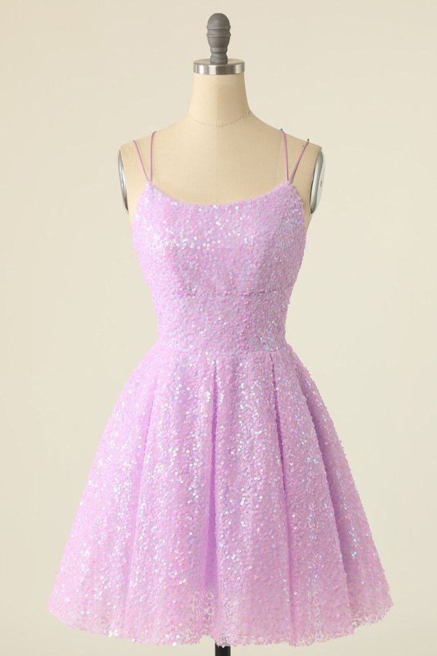 Homrain Light Purple Sequined A-Line Homeoming Dress | Purple Prom Dresses