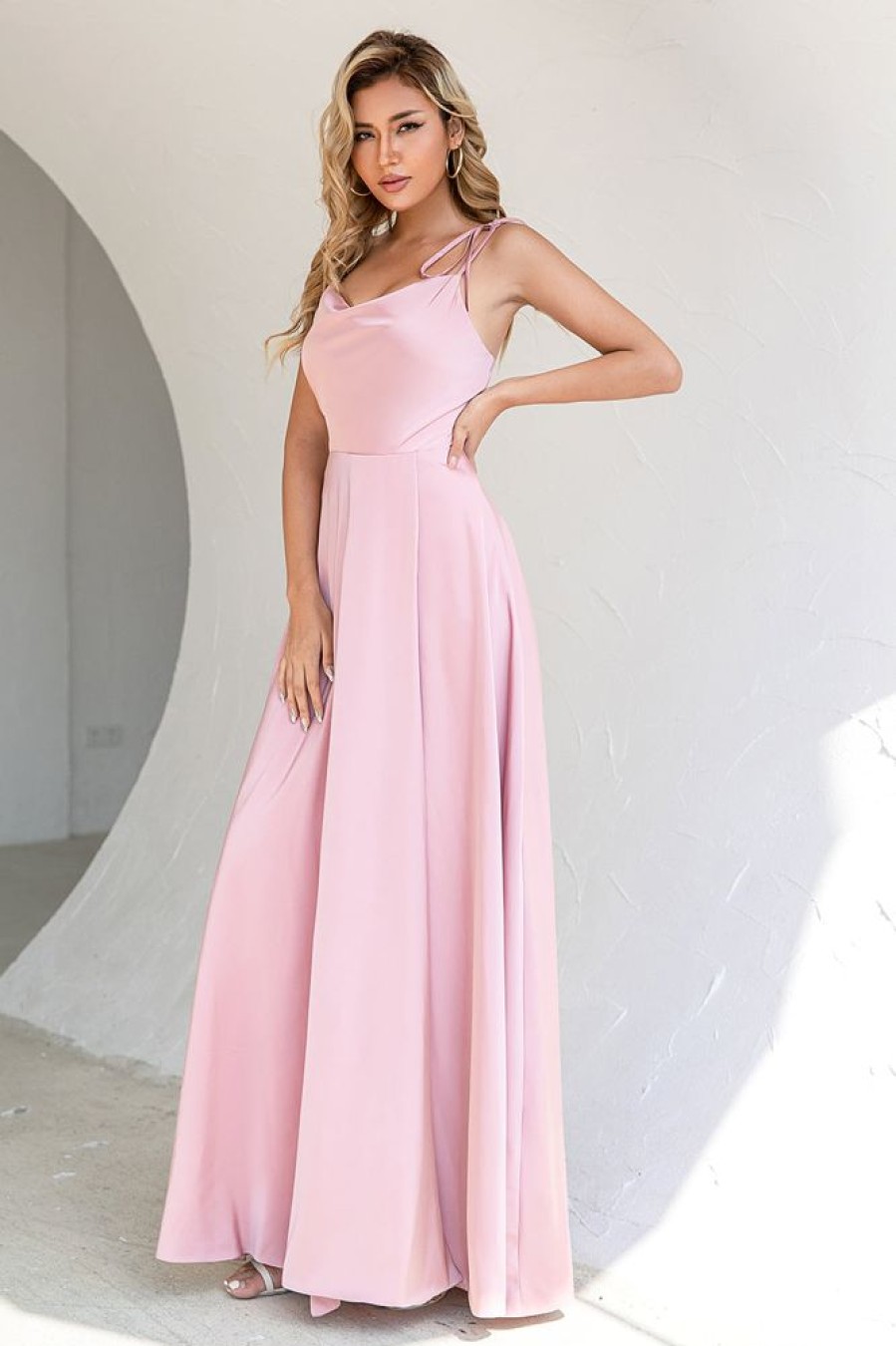 Homrain Spaghetti Straps Long Prom Dress With Slit | Wedding Guest Dresses