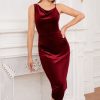 Homrain Velvet Bodycon Party Dress | Red Hoco Dresses