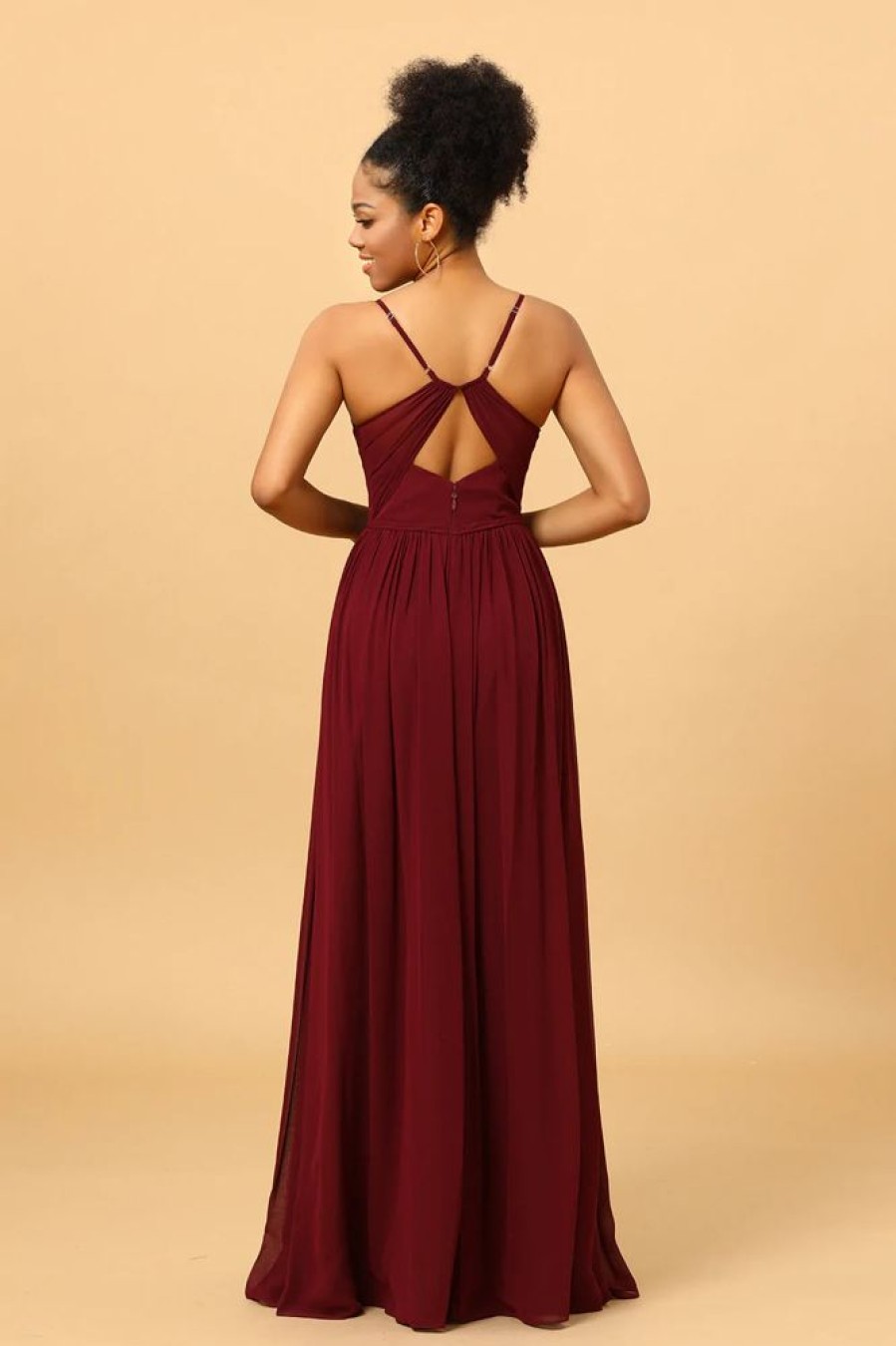 Homrain A-Line Chiffon Bridesmaid Dress With Slit | Bridesmaid Dress Under 100