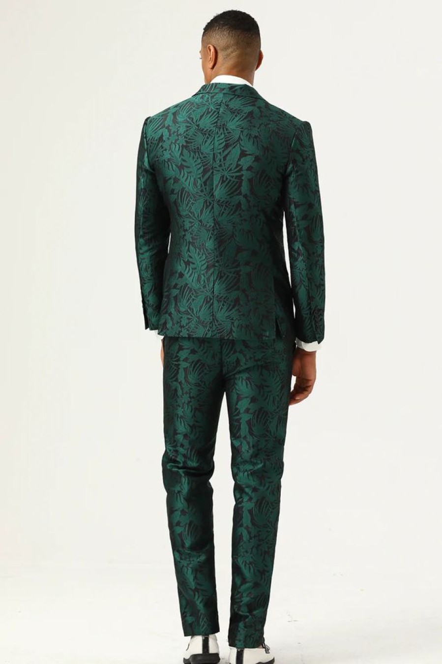 Homrain Green Jacquard Double Breasted 2 Piece Men'S Suits | Men'S Suits & Tuxedos